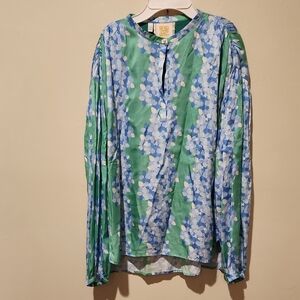 ❤️ EMILY MCCARTHY HYDRANGEA STRIPE TOP / BLOUSE, MEDIUM